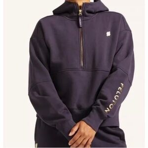 Peloton Navy Half-Zip Hoodie with Gold Logo
